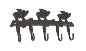 de leon collection rustic brown cast iron flying pigs 5 hook wall hanger coat rack country farmhouse decor 13.75 inches long