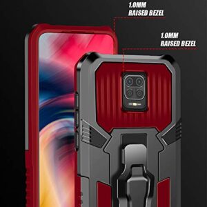 vvoo for Xiaomi Redmi Note 9s/9 Pro Case,with [2 Pack] Tempered Glass Screen Protector Military Grade Hybrid Heavy Duty Protection Built-in Fold Kickstand for Xiaomi Redmi Note 9s/ 9 Pro Case -RED