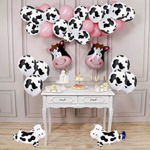 Cow Print Balloons, 38 Pcs Farm Birthday Party Supplies Pink Happy Birthday Banner, Cow Balloons, Pink Balloons, Cow Foil Balloons for Farm Birthday Party, Cow Party Decorations