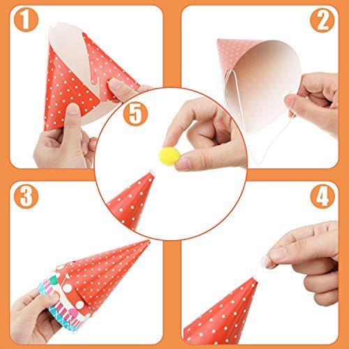 Skylety 59 Pieces Party Cone Hats with Colorful Party Blowers and Metallic Fringed Noise Makers Birthday Blowouts Horns Whistles Musical Noisemaker