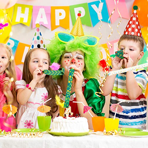 Skylety 59 Pieces Party Cone Hats with Colorful Party Blowers and Metallic Fringed Noise Makers Birthday Blowouts Horns Whistles Musical Noisemaker