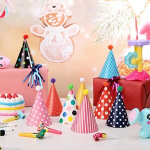 Skylety 59 Pieces Party Cone Hats with Colorful Party Blowers and Metallic Fringed Noise Makers Birthday Blowouts Horns Whistles Musical Noisemaker