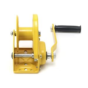 QWORK Hand Winch, 1200lbs Manual Crank Worm Gear Winch, Marine Two-Way self-Locking Gear Winch Handle Crank Towing Winch for ATV Boat Trailer Truck