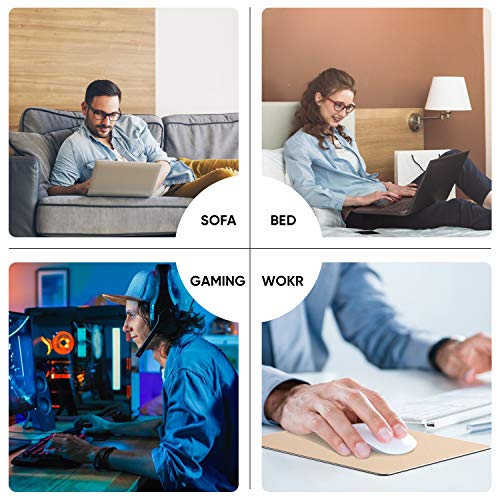 JEDIA Mouse Pad, Gold Premium Hard Metal Aluminum Mousepad, Double Side Waterproof Ultra Smooth Mouse Pad for Fast and Accurate Mouse Control for Office and Gaming, 9.4 x 7.9inch