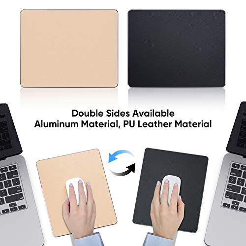 JEDIA Mouse Pad, Gold Premium Hard Metal Aluminum Mousepad, Double Side Waterproof Ultra Smooth Mouse Pad for Fast and Accurate Mouse Control for Office and Gaming, 9.4 x 7.9inch