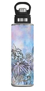 tervis triple walled floral lines insulated tumbler cup keeps drinks cold & hot, 40oz wide mouth bottle, stainless steel