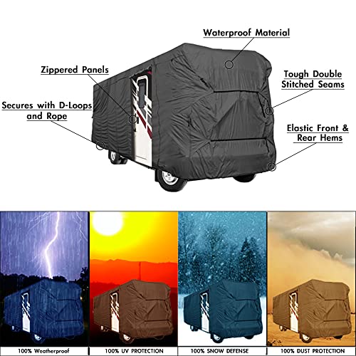 North East Harbor Waterproof Durable Tear-Resistant RV Motorhome Fifth Wheel Cover Covers Class A B C Fits Length 26'-30' Feet New Travel Trailer Camper with Zippered Panels