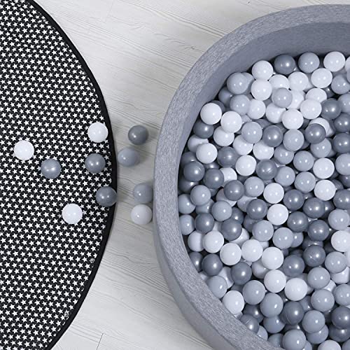 GOGOSO Ball Pit Balls - Plastic Play Pit Balls Crawl Ball with Color Grey, Light Grey, White for Baby Kids Playpen Pool, 2.2 Inch, 100 pcs