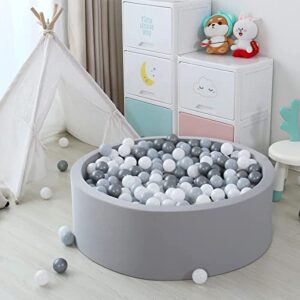 GOGOSO Ball Pit Balls - Plastic Play Pit Balls Crawl Ball with Color Grey, Light Grey, White for Baby Kids Playpen Pool, 2.2 Inch, 100 pcs