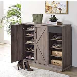 bellemave shoe storage cabinet, 4 tier shoe rack with drawers and doors, entryway and hallway furniture for home and office,47 inch,gray oak
