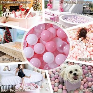 GOGOSO Balls for Ball Pit - Ocean Ball for Toddlers 1-3, Ball Pool with Color Pink Light Pink, White, Transparent and Storage Mesh Bag, 100 pcs, 2.2 Inch