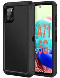jelanry for samsung a71 5g case heavy duty protective shell [not for verizon a71 5g uw] shockproof sports anti-scratches cover non-slip bumper hybrid phone case for samsung galaxy a71 5g black