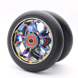 z-first 2pcs replacement 100 mm pro stunt scooter wheel with abec 9 bearings fit for mgp/razor/lucky pro scooters (rainbow)