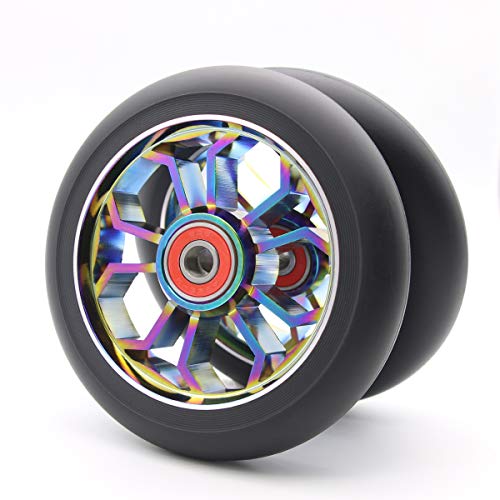 Z-FIRST 2Pcs Replacement 100 mm Pro Stunt Scooter Wheel with ABEC 9 Bearings Fit for MGP/Razor/Lucky Pro Scooters (Rainbow)