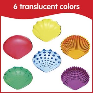 edxeducation-13841 Tactile Shells - Set of 72 - Translucent - 6 Textures and Colors - Ages 18m+ - Explore STEM concepts via Light Panels and Sensory Bins