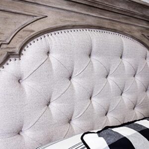 Steve Silver Highland Park Driftwood Gray Wood Upholstered Panel King Bed