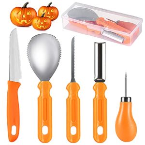 kuaima pumpkin carving tools set halloween pumpkin carving kit carving knife professional stainless steel pumpkin carving tools set with food carving knife baking kitchen knife ( 5pcs )