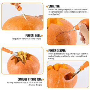 kuaima Pumpkin Carving Tools Set Halloween Pumpkin Carving kit Carving Knife Professional Stainless Steel Pumpkin Carving Tools Set with Food Carving Knife Baking Kitchen Knife ( 5PCS )