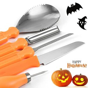 kuaima Pumpkin Carving Tools Set Halloween Pumpkin Carving kit Carving Knife Professional Stainless Steel Pumpkin Carving Tools Set with Food Carving Knife Baking Kitchen Knife ( 5PCS )