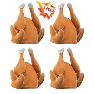 ookizom 4 pack thanksgiving roasted turkey hat for adults women men thanksgiving gift funny family party decor (4pcs)