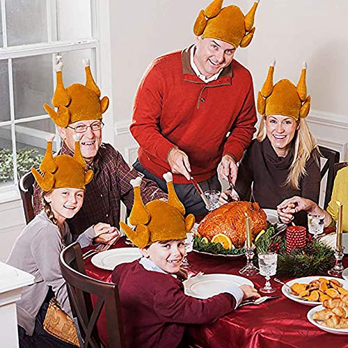 ookizom 4 Pack Thanksgiving Roasted Turkey Hat for Adults Women Men Thanksgiving Gift Funny Family Party Decor (4pcs)