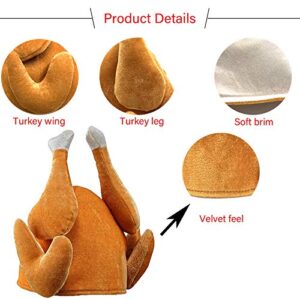 ookizom 4 Pack Thanksgiving Roasted Turkey Hat for Adults Women Men Thanksgiving Gift Funny Family Party Decor (4pcs)