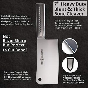 Cleaver Knife, MATTSTONE HILL 7 Inch Meat Cleaver, Heavy Duty Bone Chopper - 7Cr17Mov Carbon Steel Bone Cleaver, Butcher Knife