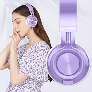 REETEC Wireless Bluetooth Headphones Over-Ear - [40 Hrs Playing Time, Soft Protein Earpads] Foldable HiFi Stereo Wireless Headphones with Microphone, Deep Bass Headset for Phone, PC, iPad - Purple