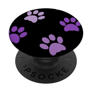 black paws design phone pop up holder cute purple paw print popsockets popgrip: swappable grip for phones & tablets