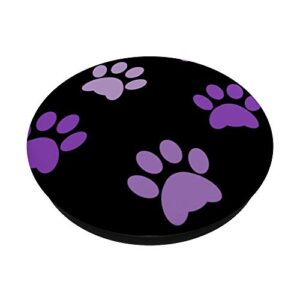 Black Paws Design Phone Pop Up Holder Cute Purple Paw Print PopSockets PopGrip: Swappable Grip for Phones & Tablets