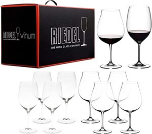 riedel vinum pay 6 get 8 mixed red varietal set 4 cabernet/merlot and 4 new world pinot noir