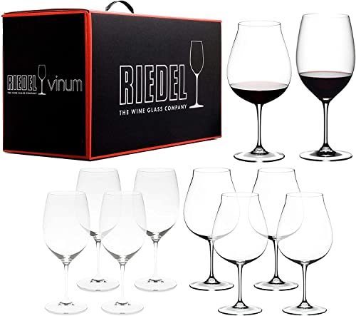 Riedel VINUM Pay 6 Get 8 Mixed Red Varietal Set 4 Cabernet/Merlot and 4 New World Pinot Noir