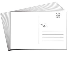 postcards blank, white, mailable, 4"x6", pack of 50 cards | thick heavy 14pt cardstock | write, draw or print on either side | use back side for mailing | great for invitations, announcement, holidays