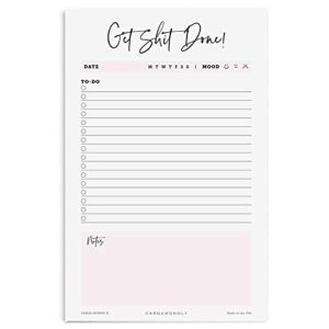 Daily Planner Get Shit Done - Desk Organizer - to Do List Notepad - 5.5 x 8.5 Inch - Office Decor for Women - 50 Page Tear Off Undated Planner