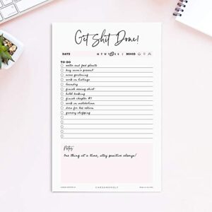 Daily Planner Get Shit Done - Desk Organizer - to Do List Notepad - 5.5 x 8.5 Inch - Office Decor for Women - 50 Page Tear Off Undated Planner