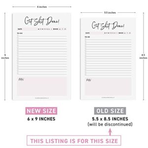 Daily Planner Get Shit Done - Desk Organizer - to Do List Notepad - 5.5 x 8.5 Inch - Office Decor for Women - 50 Page Tear Off Undated Planner