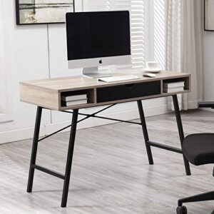 bonzy home office computer desk with drawer student writing study table 43 inches for bedroom dormitory walnut black