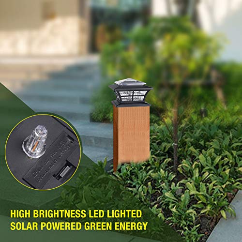 KMC LIGHTING KS4103QTX6 Post Solar Fence Lights Solar Lamp Post Lights Outdoor Solar Post Cap Lights 20 LUMENS fit for 4” Regular Fence Posts or with Included Adaptor fit for Bigger Flat Surface