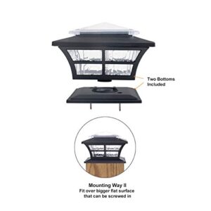 KMC LIGHTING KS4103QTX6 Post Solar Fence Lights Solar Lamp Post Lights Outdoor Solar Post Cap Lights 20 LUMENS fit for 4” Regular Fence Posts or with Included Adaptor fit for Bigger Flat Surface