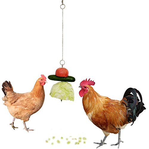 Chicken Feeders Fruit Vegetable Holder Chicken Skewer for Hens Bird Pet Hanging Chicken Feeder with Chain Vegetable Fruit Holder Skewer Toy for Hens Bird Parrot Rabbit Hutch & Cages