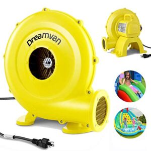 inflatable bouncer blower, electric air blower fan for inflatable bounce house, jumper, bouncy castle(450w 0.6hp), commercial inflatable blower bounce house blower, convenient to carry yellow