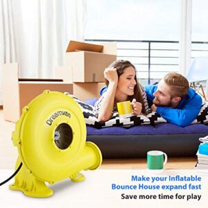 Inflatable Bouncer Blower, Electric Air Blower Fan for Inflatable Bounce House, Jumper, Bouncy Castle(450W 0.6HP), Commercial Inflatable Blower Bounce House Blower, Convenient to Carry Yellow