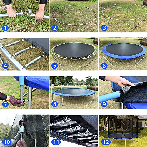 LUKDOF Trampoline 10 FT with Safety Enclosure Net for 3-4 Kids Combo Bounce Jumping Mat and Spring Cover Padding Outdoor Indoor