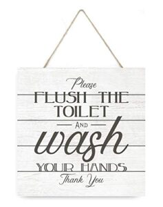 mrc wood products flush the toilet wash your hands wooden plank sign 7.5x7.5