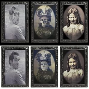 halloween decoration 3d changing face moving picture frame portrait horror decoration for horror party castle house home decoration (3 pcs)