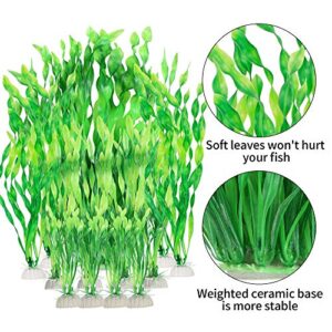 MyLifeUNIT Artificial Aquarium Plants, 13 Pack Plastic Seaweed Water Plants for Fish Tanks (Green)