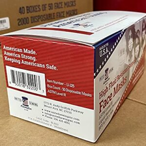 MADE IN USA -Level 3 - Disposable Face Masks - 3-ply - 50ct - Adjustable Fit White