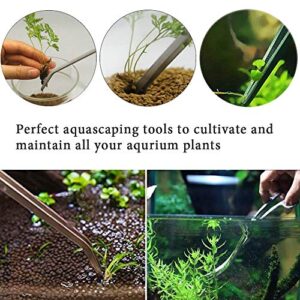 Aquascaping Tools, 5 in 1 Stainless Steel Aquarium Tool Set with Wave Scissors, Tweezers, Spatula, Squirt Feeder, PH Tester for Fish Tank Aquatic Plant