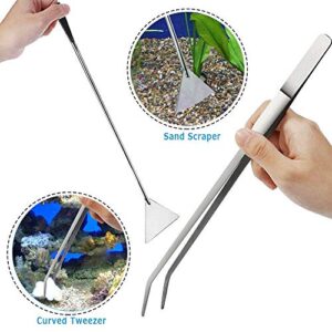 Aquascaping Tools, 5 in 1 Stainless Steel Aquarium Tool Set with Wave Scissors, Tweezers, Spatula, Squirt Feeder, PH Tester for Fish Tank Aquatic Plant