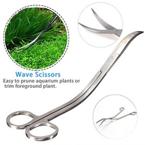 Aquascaping Tools, 5 in 1 Stainless Steel Aquarium Tool Set with Wave Scissors, Tweezers, Spatula, Squirt Feeder, PH Tester for Fish Tank Aquatic Plant